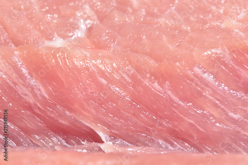 Beautiful and fresh pink pork meat close-up. Macro