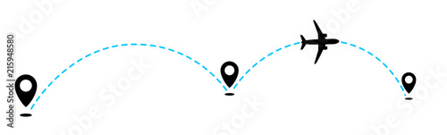 Flying plane and geolocation mark for mobile app.
