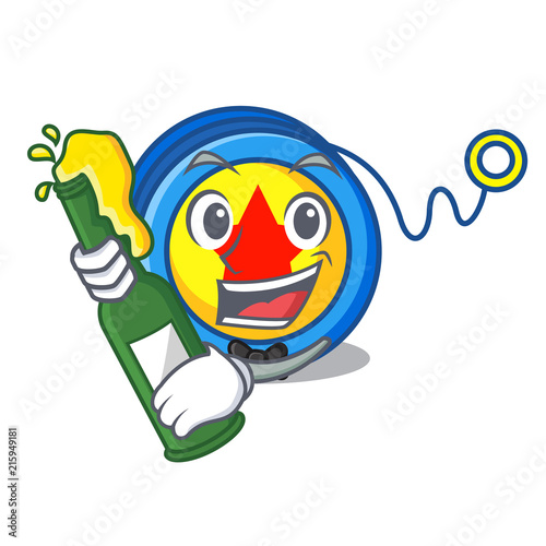 With beer yoyo mascot cartoon style