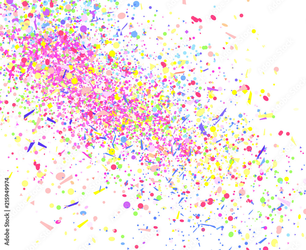 Confetti isolated on white. Geometric background with glitters. Pattern for design. Print for flyers, posters, banners and textiles. Greeting cards. Luxury texture
