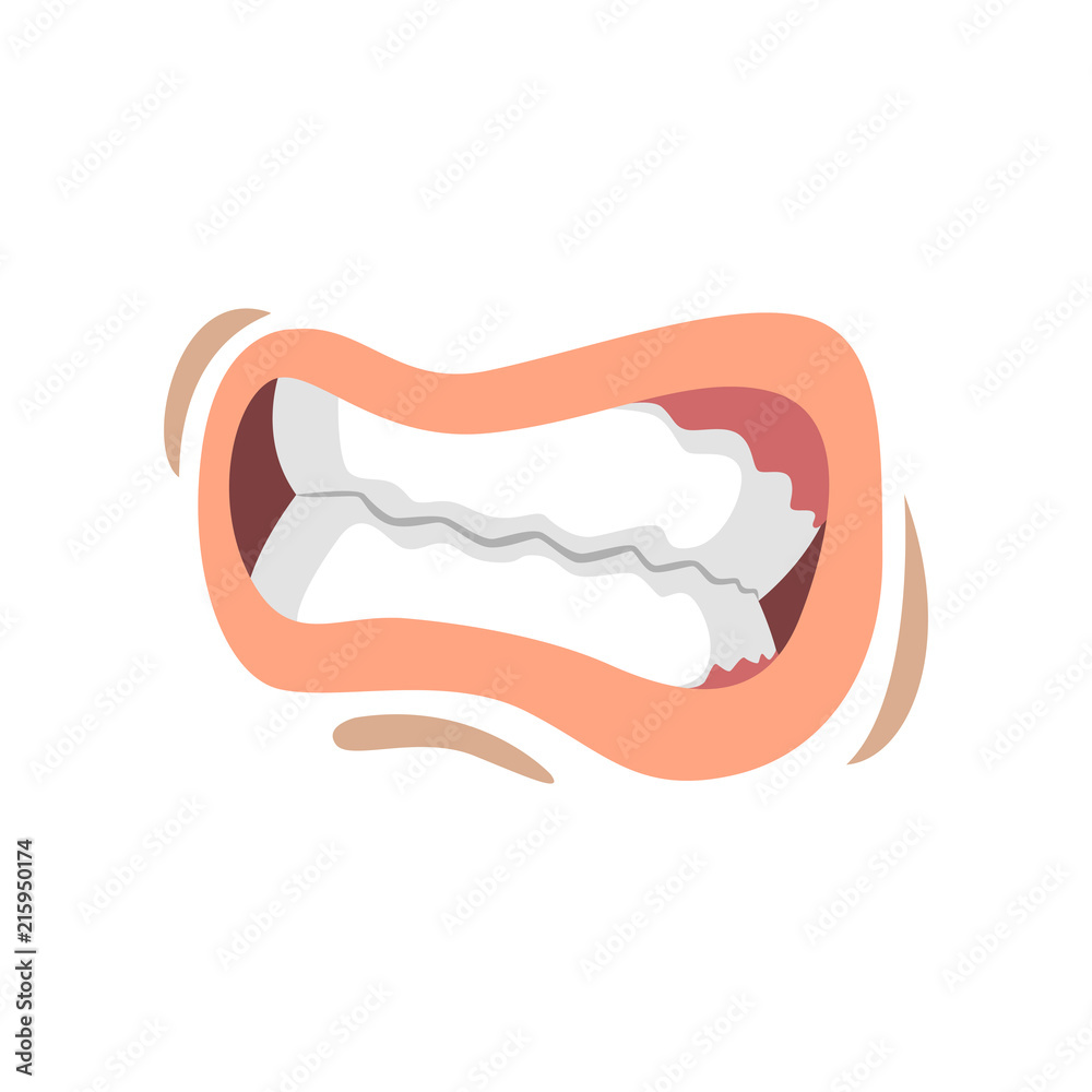 Clenched teeth, angry emotional mouth of young woman vector Illustration on a white background Clenched teeth, angry emotional mouth of young woman vector Illustration on a white background