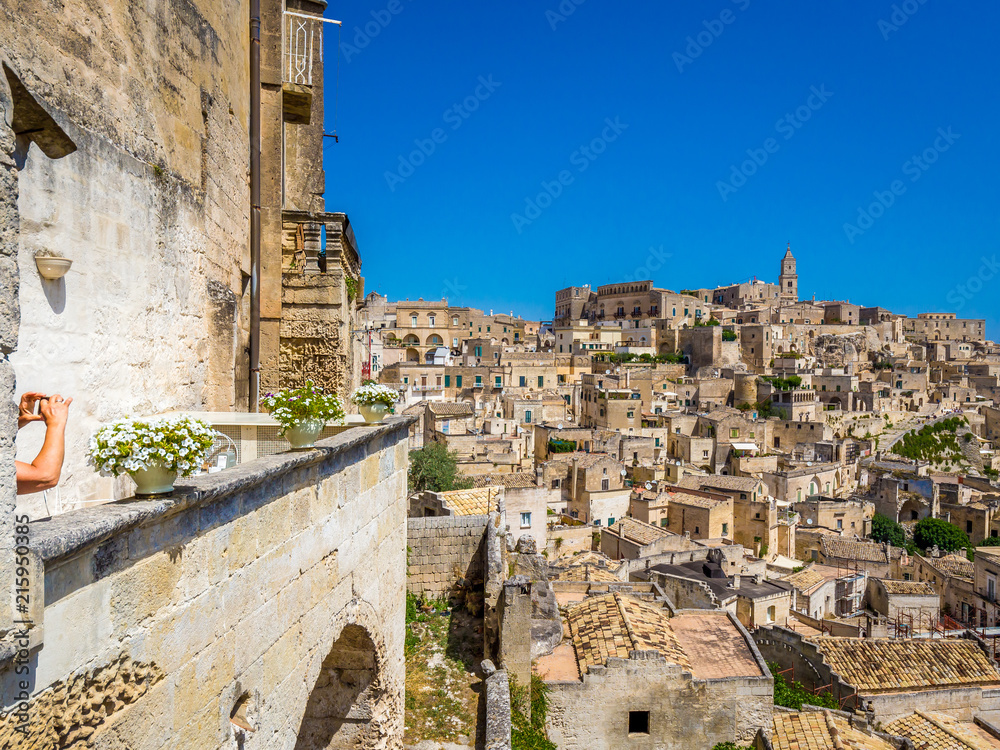 Panoramic view of the Sassi di Matera, prehistoric historic center
