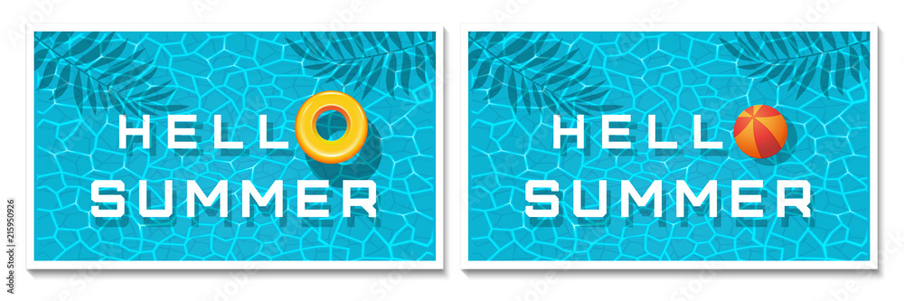 Hello summer. Summer card set. Collection of summer templates for your design. Vector illustration