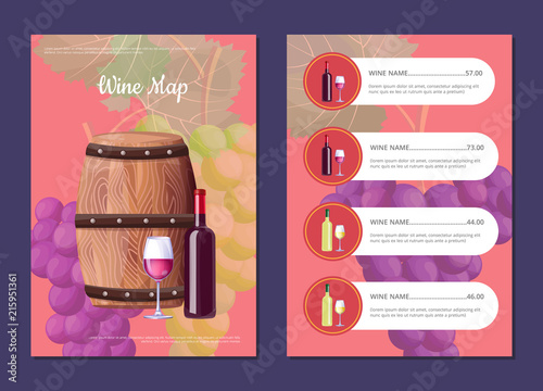 Wine Map Cover and Prices with Barrel and Bottle photo