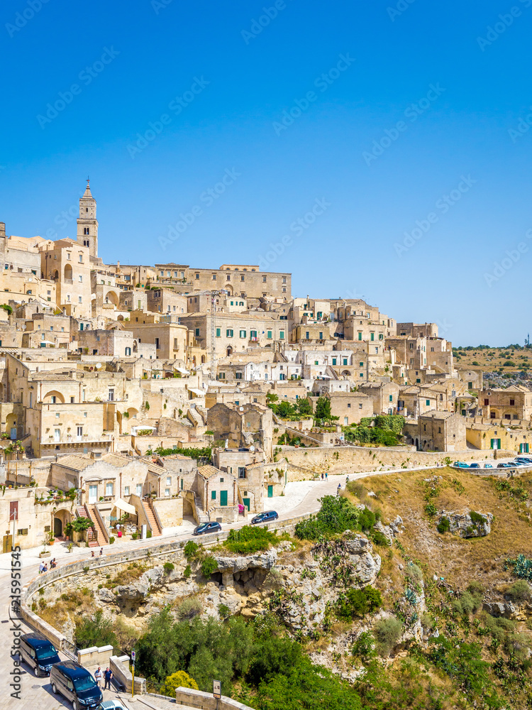 Panoramic view of the Sassi di Matera, prehistoric historic center