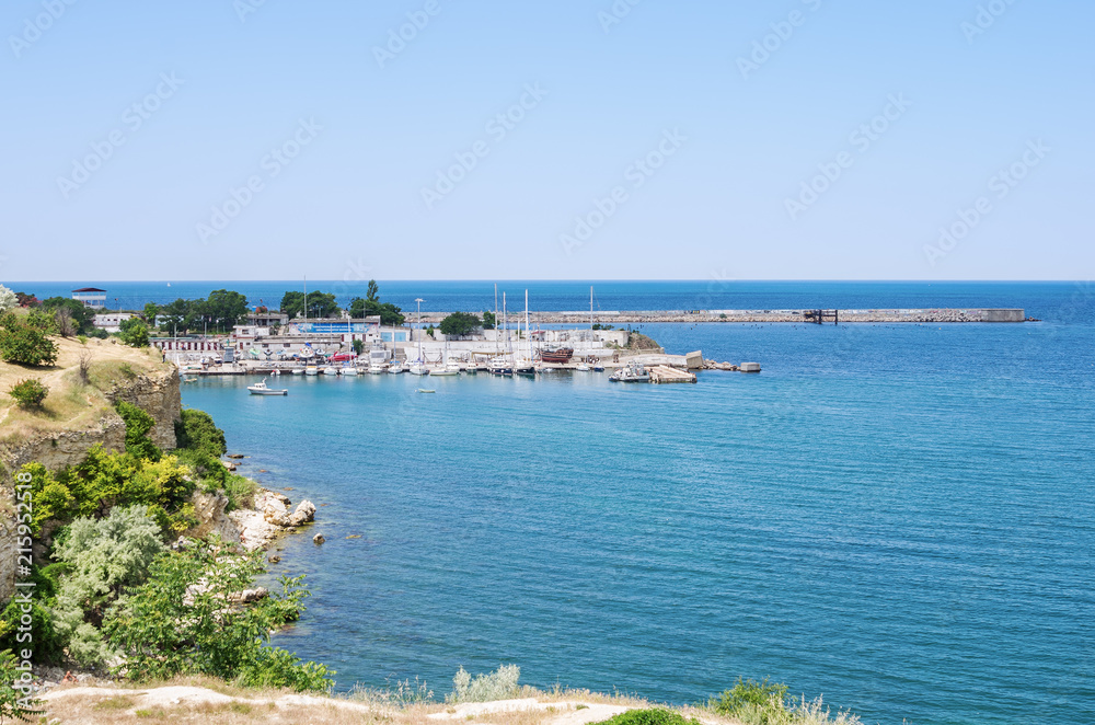 Russia, the peninsula of Crimea, the city of Sevastopol. 06/10/2018: Marina of the Sevastopol yacht club CSKA