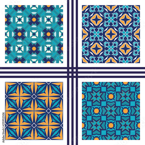 Vector seamless texture collection. Set of beautiful colored patterns for design and fashion with decorative elements