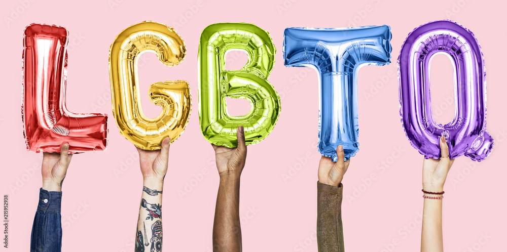 Rainbow alphabet balloons forming the word LGBTQ Rainbow alphabet balloons forming the word LGBTQ