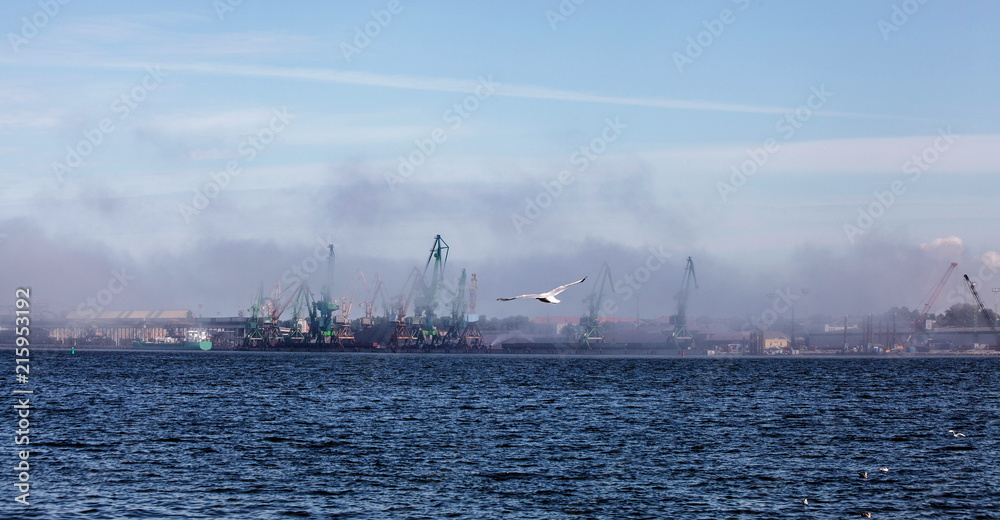 Fog over Klaipeda Seaport