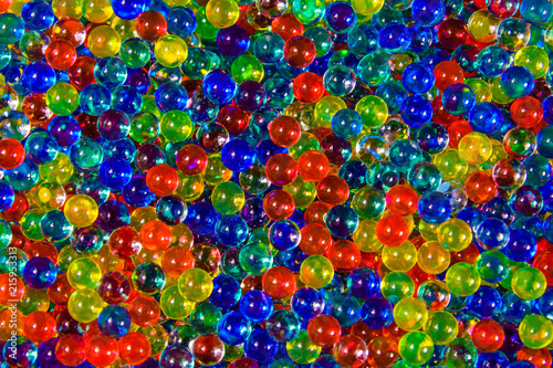 Texture of multicolored hydrogel balls for the background