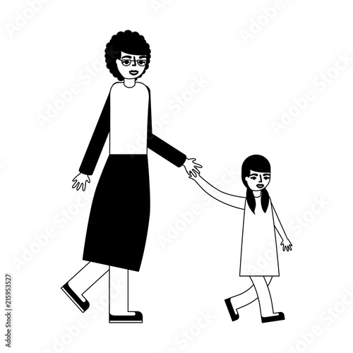 cute grandmother with granddaughter avatar character