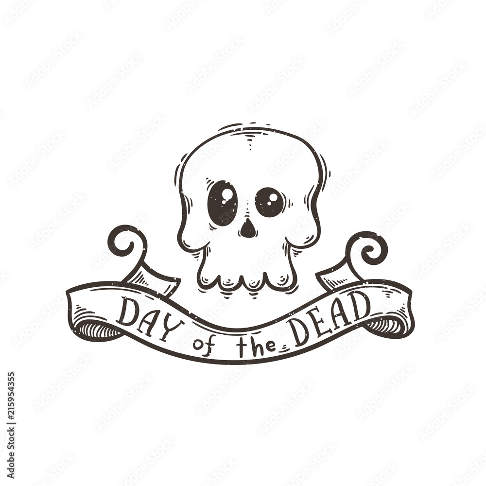 Illustration with the Day of the Dead lettering and skull. Illustration with the Day of the Dead lettering and skull.