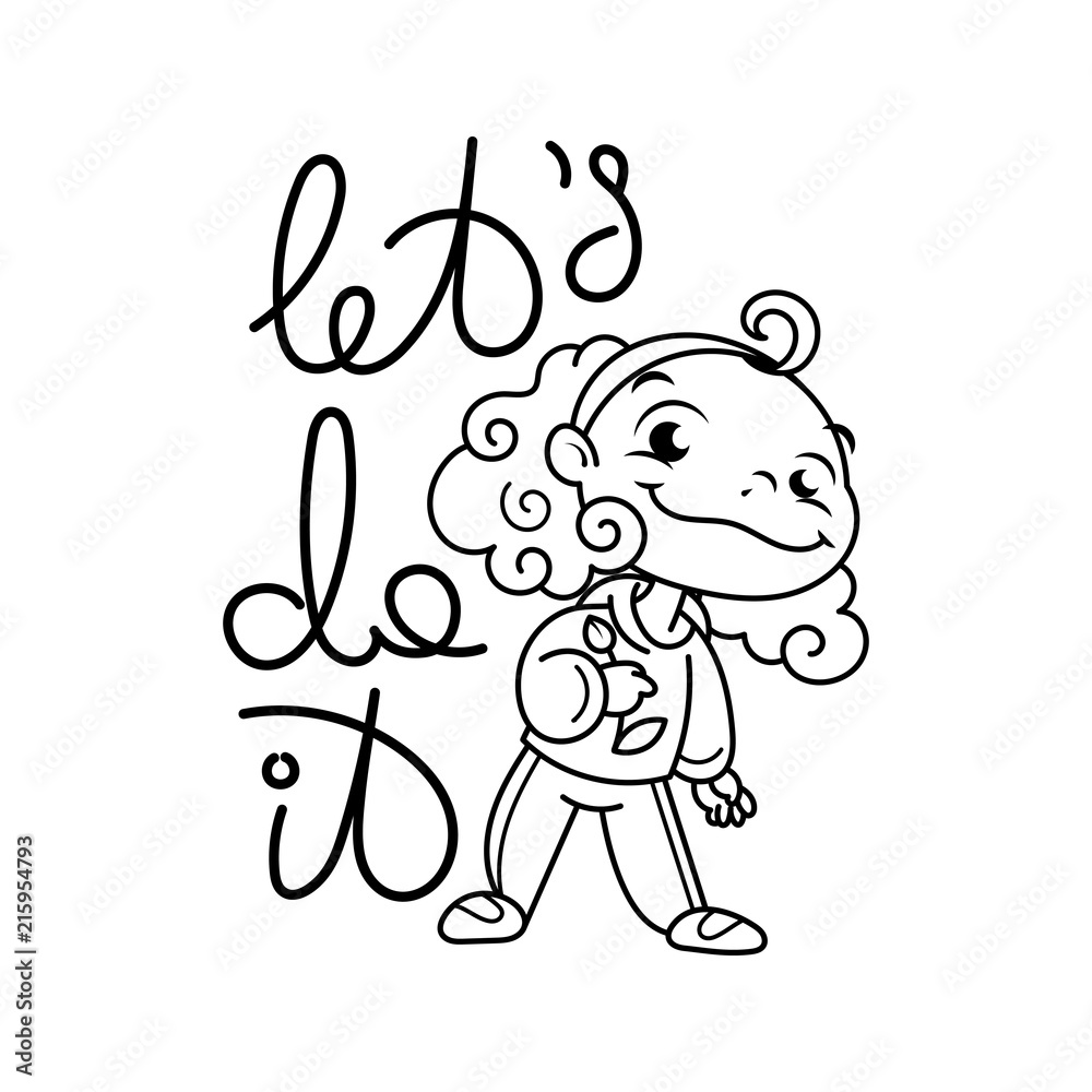 Fototapeta premium Cutest kid. Illustration isolated on white background. Design element for print, t-shirt, poster, card, banner.