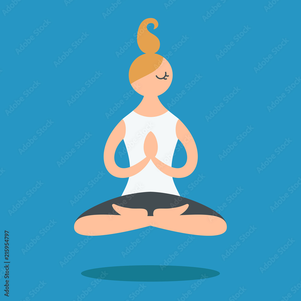 Woman doing yoga cartoon