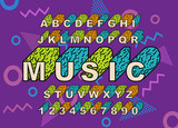 90 s retro alphabet font.