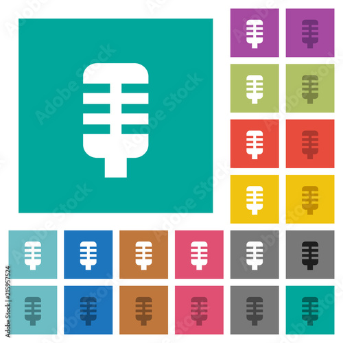 Microphone square flat multi colored icons