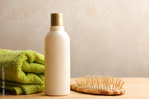 Comb, shampoo and towel