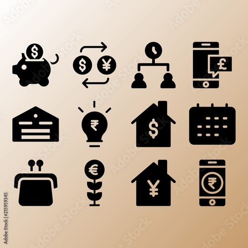 Time management, smartphone and dollar related premium icon set