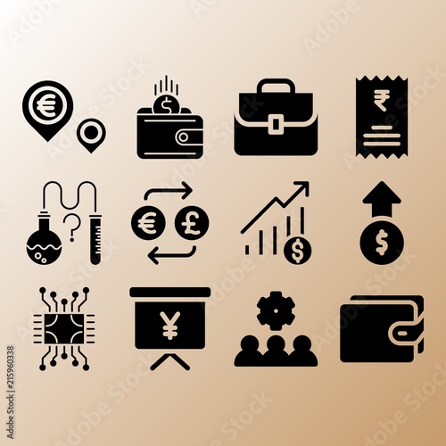 Wallet, exchange and invoice related premium icon set