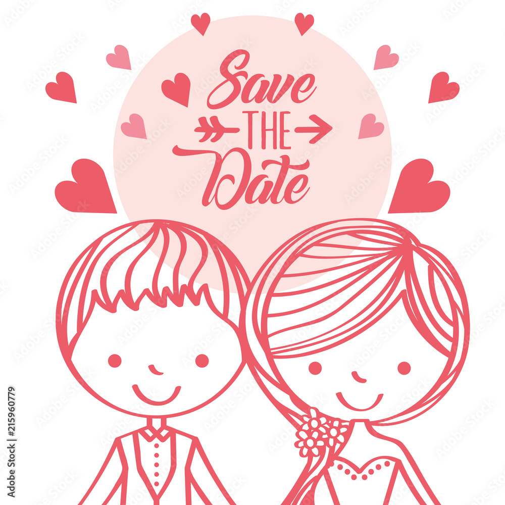 cute couple love save the date card vector illustration cute couple love save the date card vector illustration