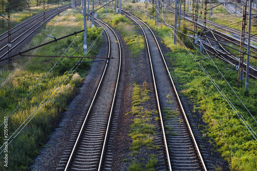 Railway rails leaving for the horizon