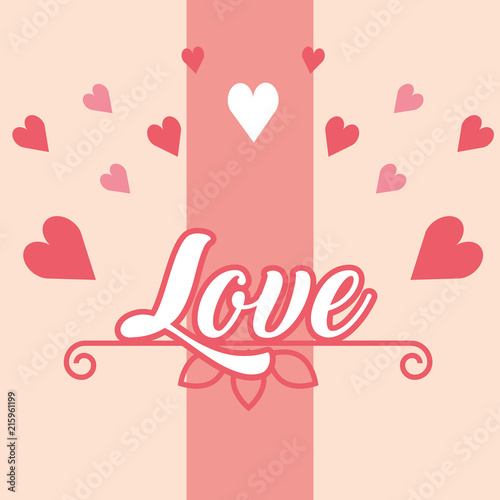 love hearts romance decoration card vector illustration