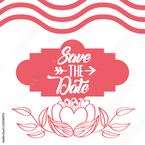 save the date flower romantic wedding card vector illustration