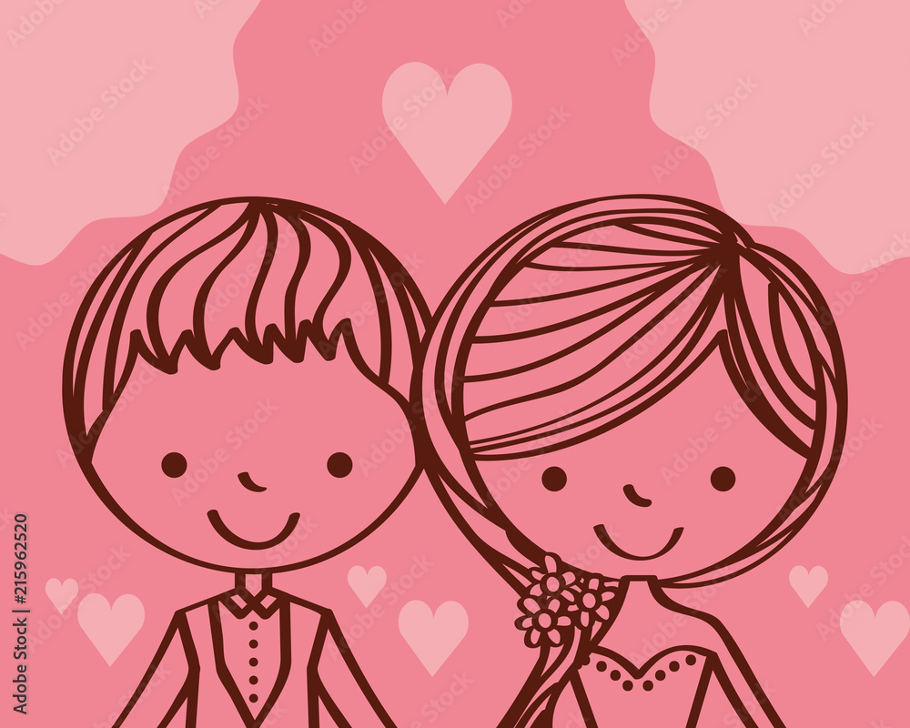 wedding cute bride and groom cartoon vector illustration wedding cute bride and groom cartoon vector illustration