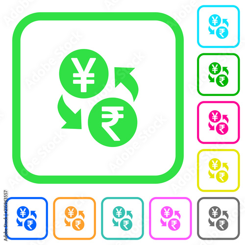 Yen Rupee money exchange vivid colored flat icons