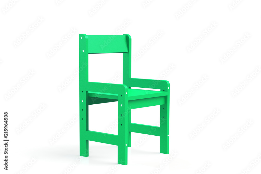 Little child wooden chair on a white background. 3D-model rendering chair. Little child wooden chair on a white background. 3D-model rendering chair.