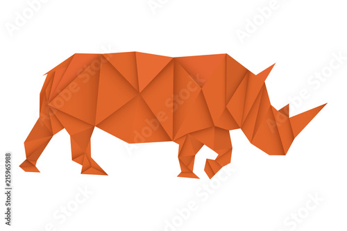 Rhinoceros. Brown paper polygonal