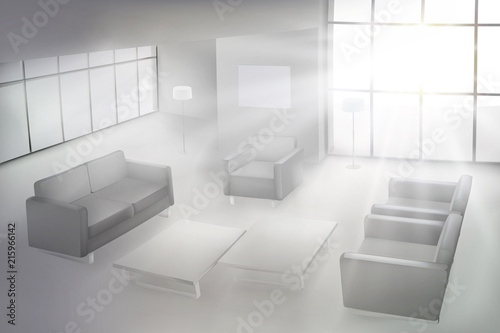 The rays of the sun coming into the room. Vector illustration.