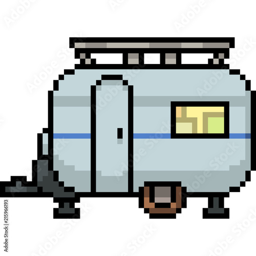 vector pixel art car house