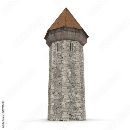 Fotografering Medieval Tower on white. 3D illustration