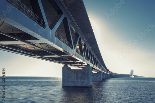 oresunds bridge on sunset time  photo
