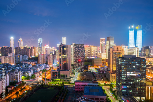 Bangkok night view with skyscraper in business district in Bangkok Thailand © 安琦 王