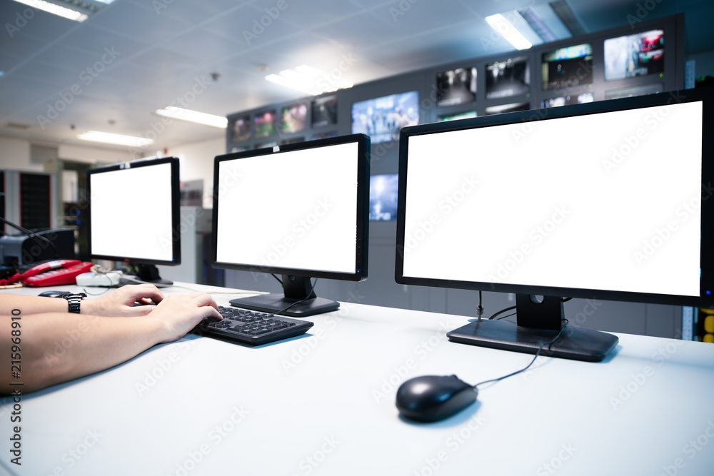 Modern plant control room and computer monitors Modern plant control room and computer monitors
