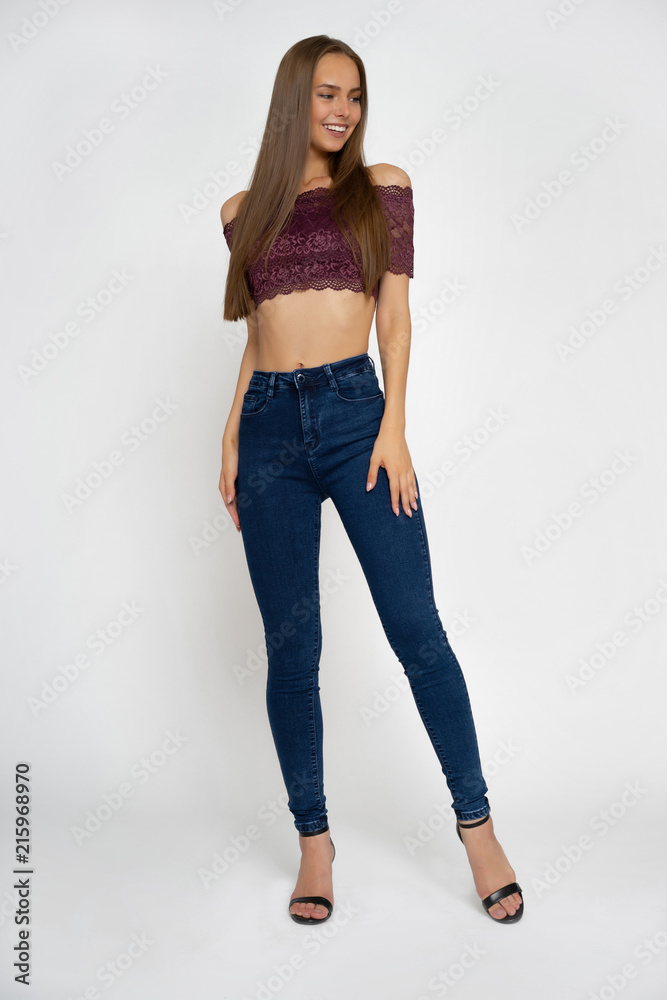 Smiling girl in jeans Smiling girl in jeans