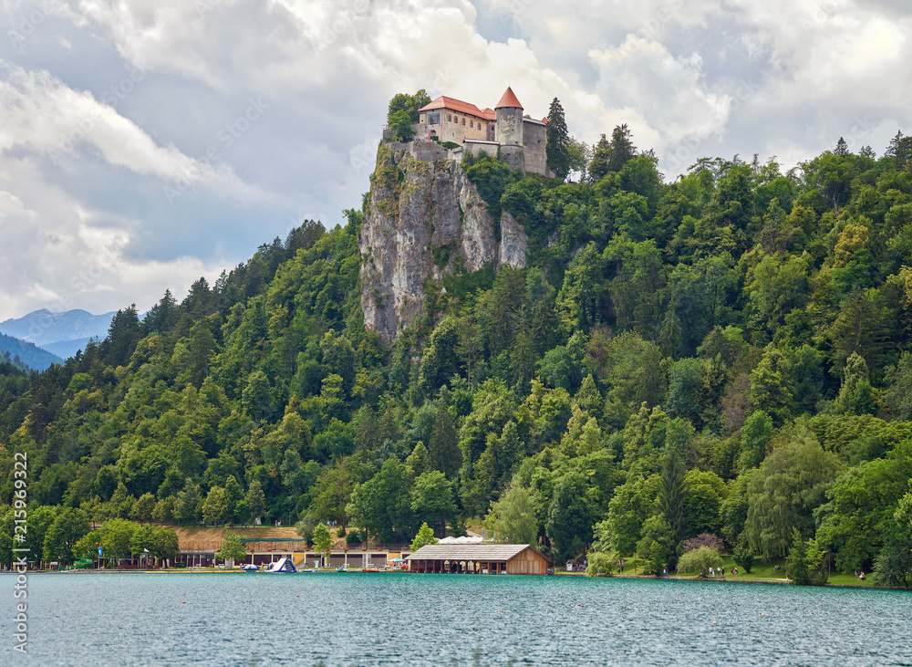 Bled Castle at Bled lake in Slovenia - panorama