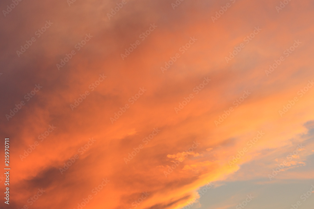 Fototapeta premium Beautiful orange sunset sky. Natural background