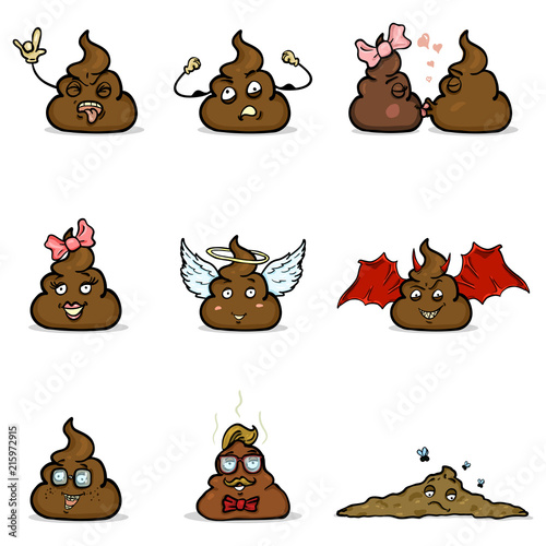 Vector Set of Cartoon Shit Characters