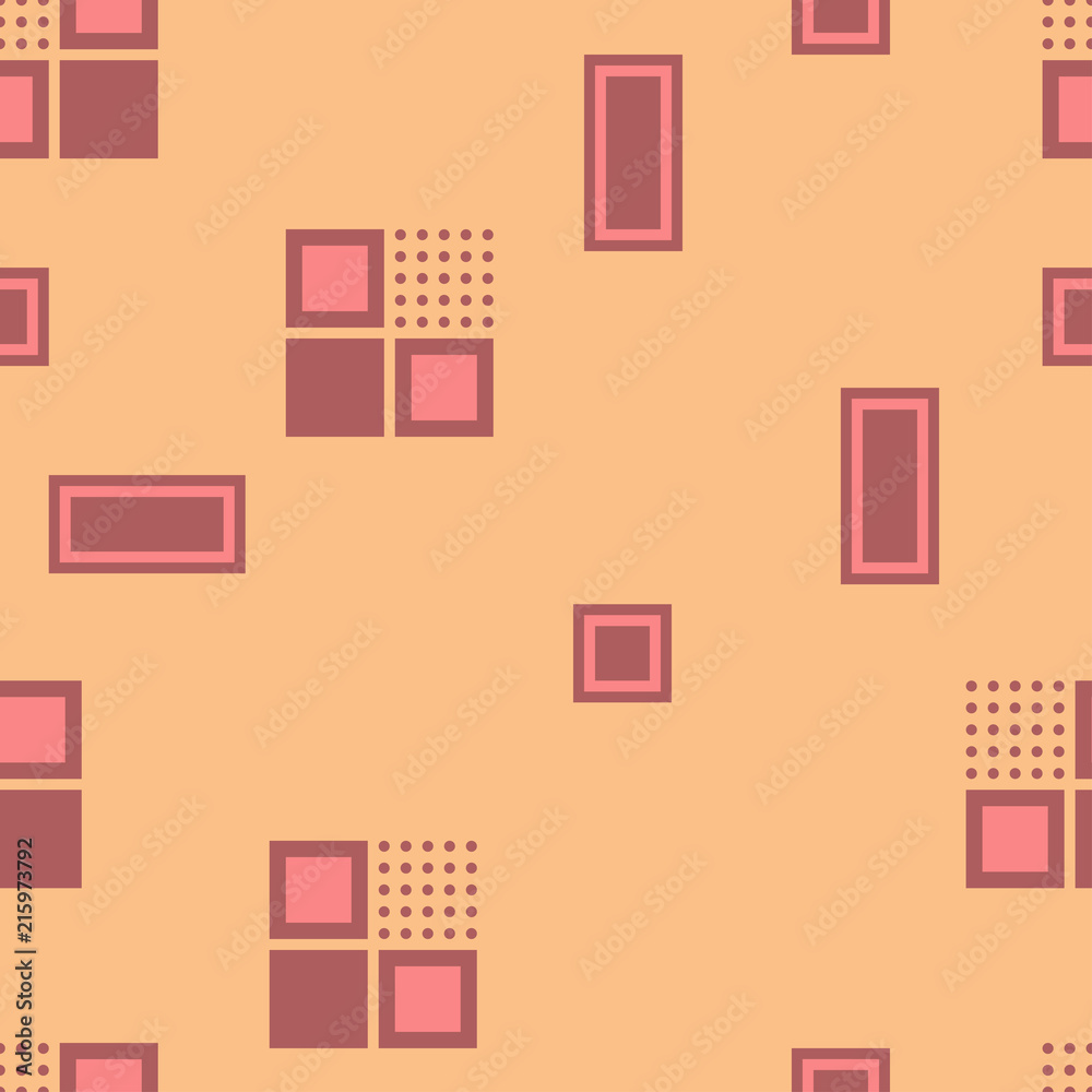 Seamless geometric pattern. Abstract background with geometric shapes. Pattern for fabric, gift wrapping, paper design, wallpaper, textile, tile, carpet. Vector illustration with squares. Seamless geometric pattern. Abstract background with geometric shapes. Pattern for fabric, gift wrapping, paper design, wallpaper, textile, tile, carpet. Vector illustration with squares.