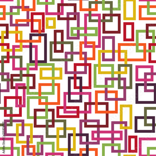 Seamless geometric pattern. Abstract background with geometric shapes. Pattern for fabric, gift wrapping, paper design, wallpaper, textile, tile, carpet. Vector illustration with squares and lines.