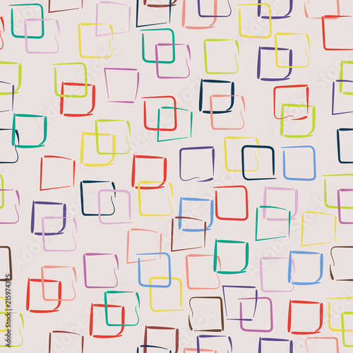 Seamless geometric pattern. Abstract background with geometric shapes. Pattern for fabric, gift wrapping, paper design, wallpaper, textile, tile, carpet. Vector illustration with squares and lines.