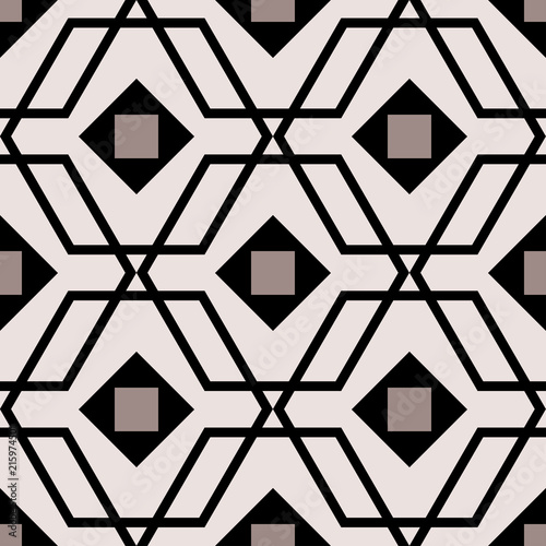 Seamless geometric pattern. Abstract background with geometric shapes. Pattern for fabric, gift wrapping, paper design, wallpaper, textile, tile, carpet. Vector illustration with squares and lines.