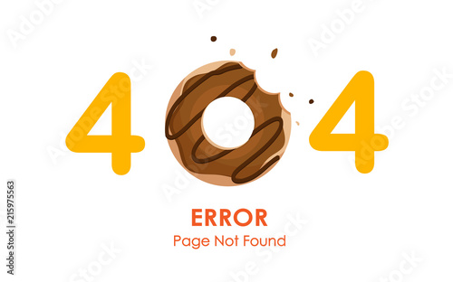 404  error page not found vector with donut graphic