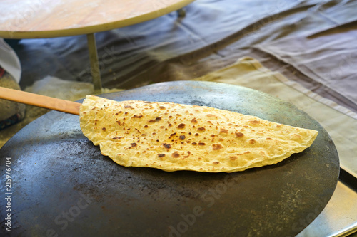Turkish Gozleme. Gozleme is a traditional Turkish dish featuring flat bread stuffed with a range of delicious fillings (cheese, patato, spinach, mince etc.) . Baked on sheet iron.