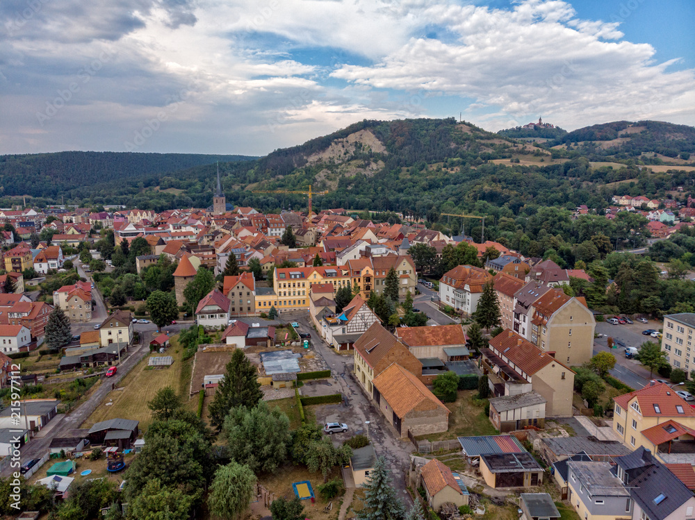 Kahla in Thuringia and the Leuchtenburg in the background