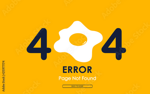 404 error with fried egg vector on yellow background