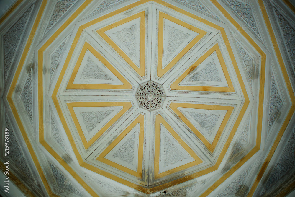 The vintage decoration of the ceiling